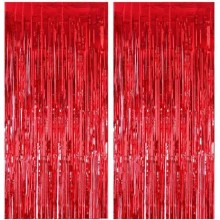 Red Foil Fringe Curtain (Set of 2)