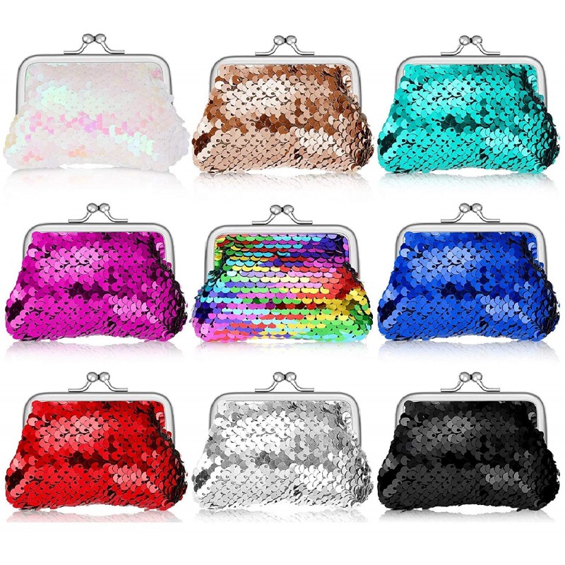 Buy Myriad Sequin Sippi Small Coin Purse for Women Sequin Sippy Change Purse  Clasp Closure Coin Pouch Kiss-Lock Cute Wallets, Mini Makeup Bag Portable  for Gift Pack of 3 (9 x 7