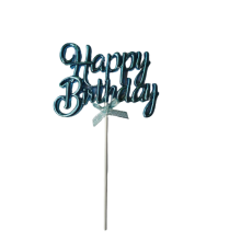 Happy Birthday Cake Topper-Silver