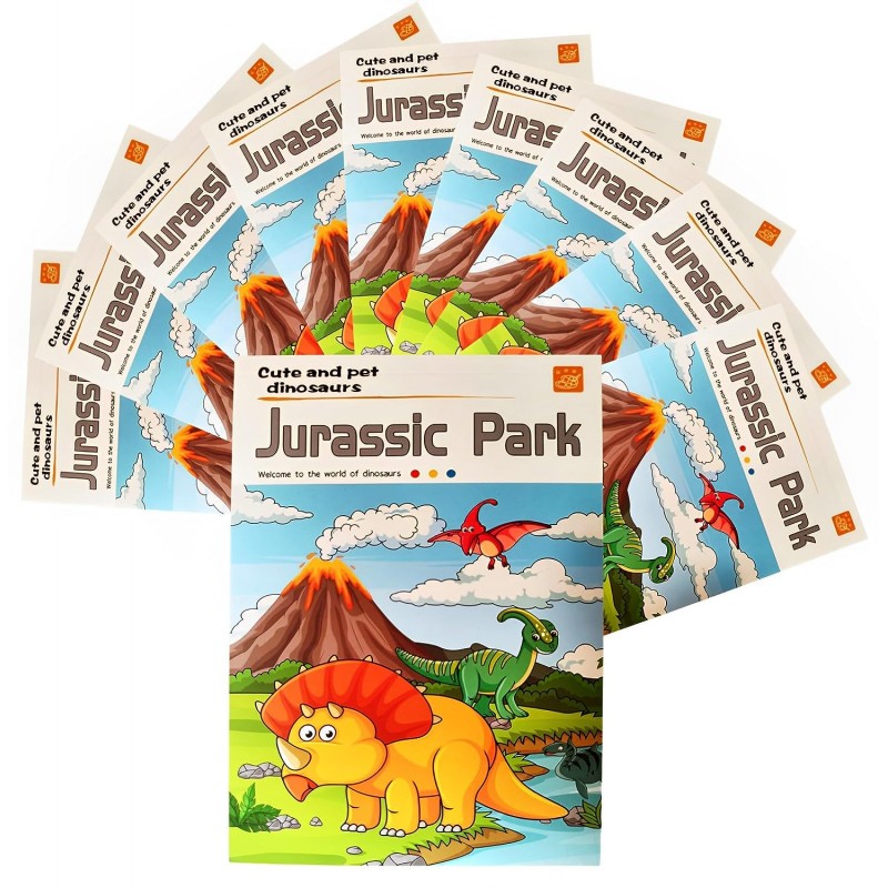 DINOSAUR 12X KIDS Pocket Watercolor Painting Book DIY ColoRings